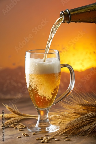 Wallpaper Mural Cold yellow beer in a glass mug shows light foam Torontodigital.ca