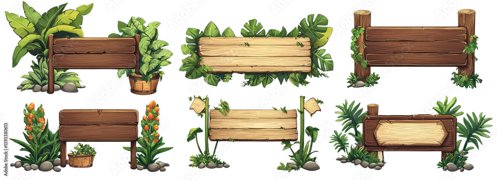 Tropical Wooden Sign Collection 6 Game UI Assets, Isolated on Transparent Background, Game Asset, UI element, Wooden sign, Jungle, Game Design, UI Tropical Wooden Sign Collection 6 Game UI Assets, Isolated on Transparent Background, Game Asset, UI element, Wooden sign, Jungle, Game Design, UI