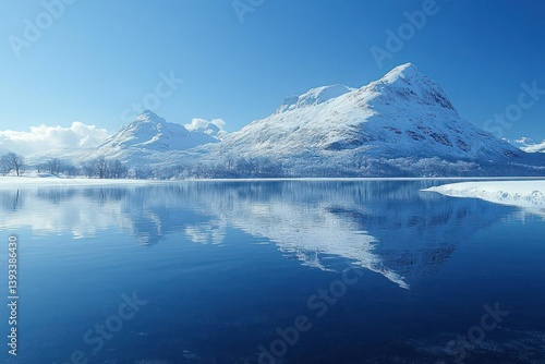 Wallpaper Mural Winter wonderland with snow-capped peaks reflected in a serene lake Torontodigital.ca