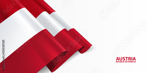 Austria flag. Austria national flag, waving on white background. National flag background design.