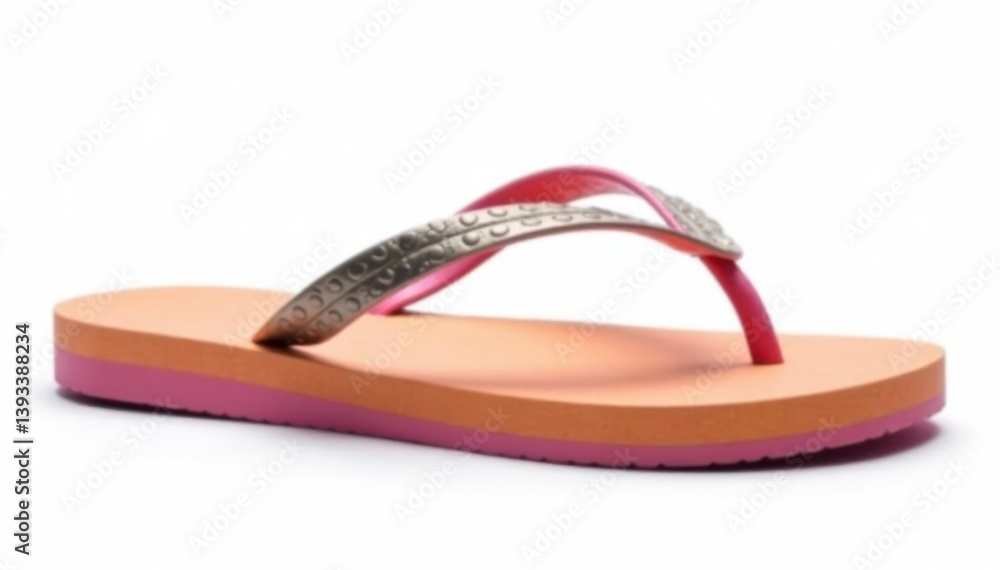 Fototapeta premium Side view of a single flip-flop, isolated on pure white , footwear, sole