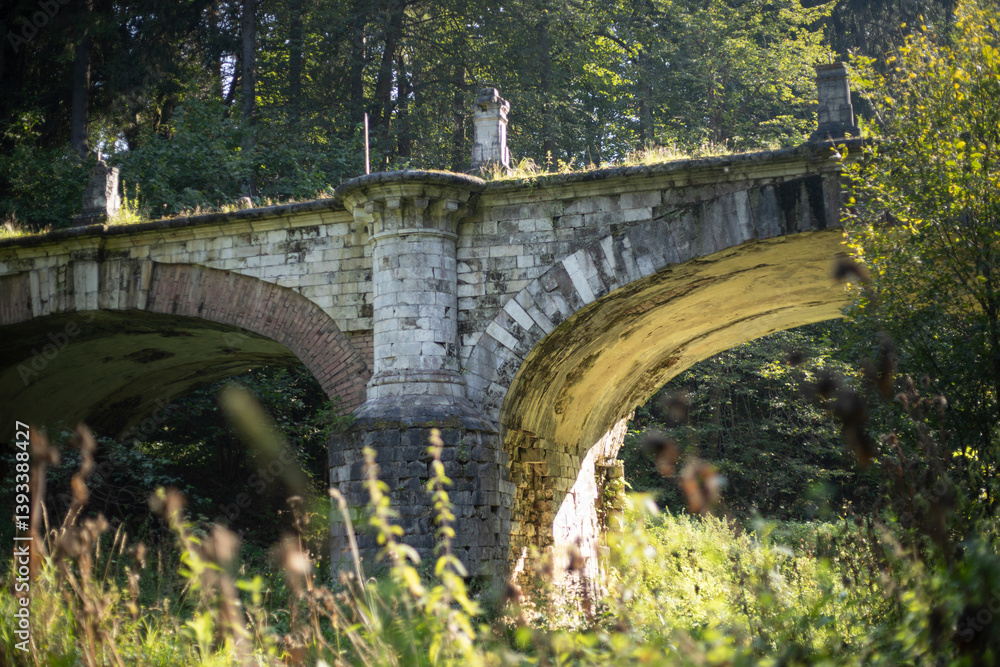 An old brick bridge. A vaulted bridge of the 18th century. A dried up river bed.