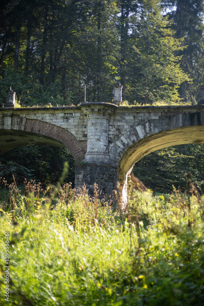 An old brick bridge. A vaulted bridge of the 18th century. A dried up river bed.
