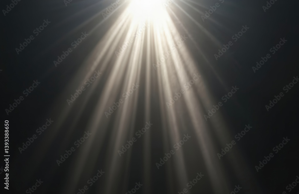 Bright sun rays isolated on black background for design overlay. Light beams shine. Sunshine effect. Sunflare with sparkle. Warm sunlight with beams of light. Perfect for graphic design.