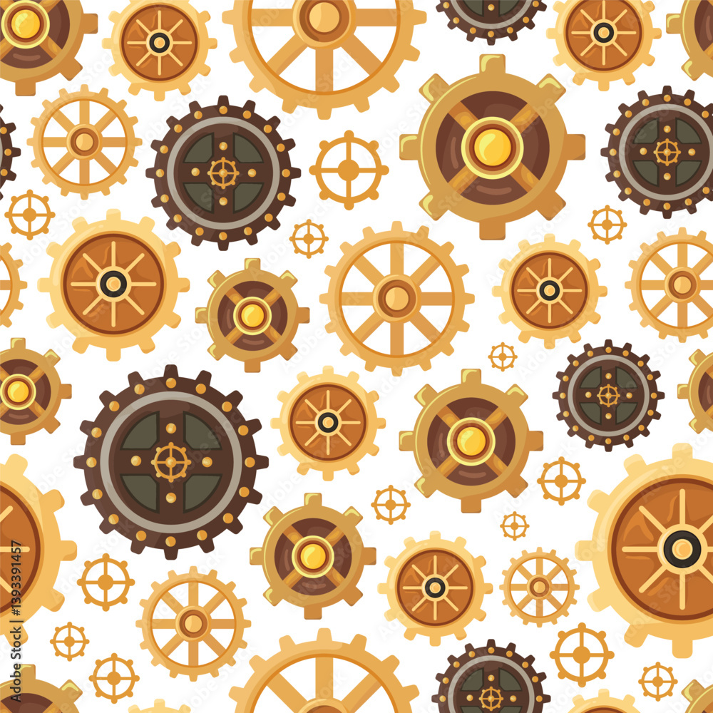 Steampunk gear seamless pattern. Flat vector, clipart, illustration with isolated background. Steampunk gear seamless pattern. Flat vector, clipart, illustration with isolated background.