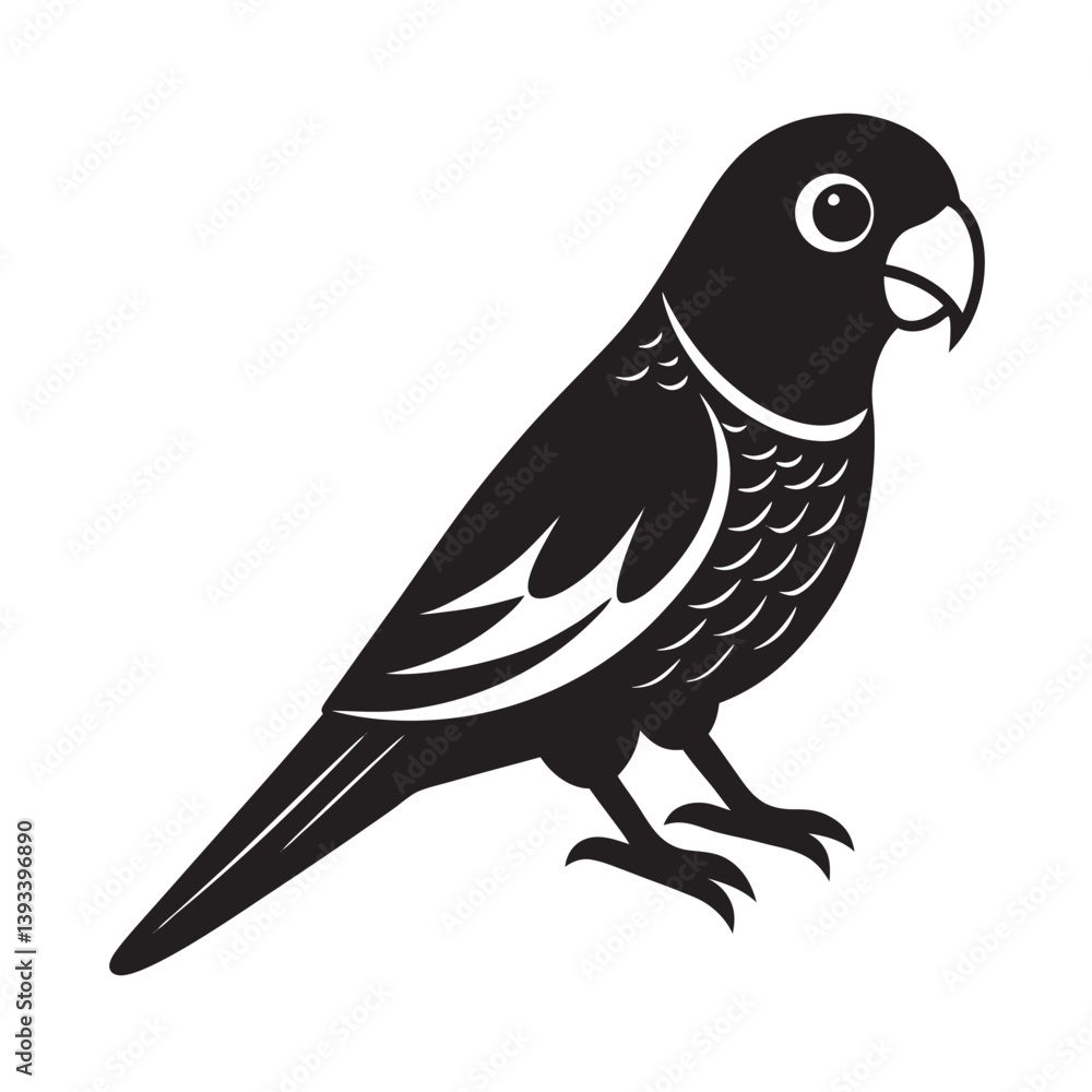 Fototapeta premium Black Capped Parakeet Bird Outline