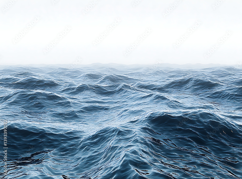 Fototapeta premium Water ripples, blue water, white background, simple background.