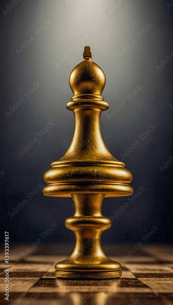 Golden pawn chess piece suspended in mid-air for strategy themes. Golden pawn chess piece suspended in mid-air for strategy themes.