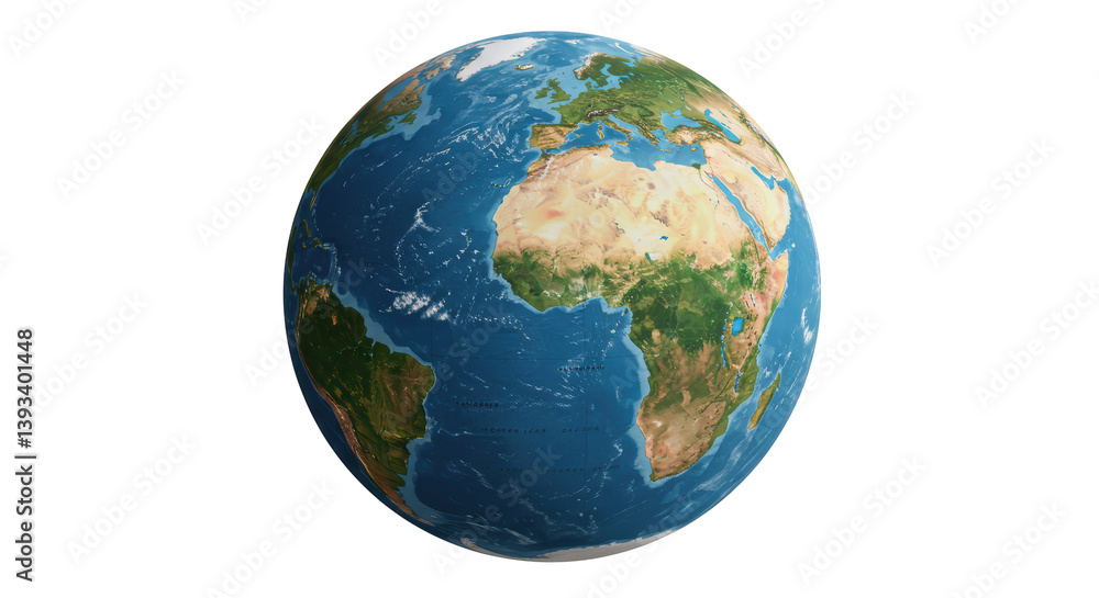 Isolated Detailed Earth Globe World Map Isolated Detailed Earth Globe World Map