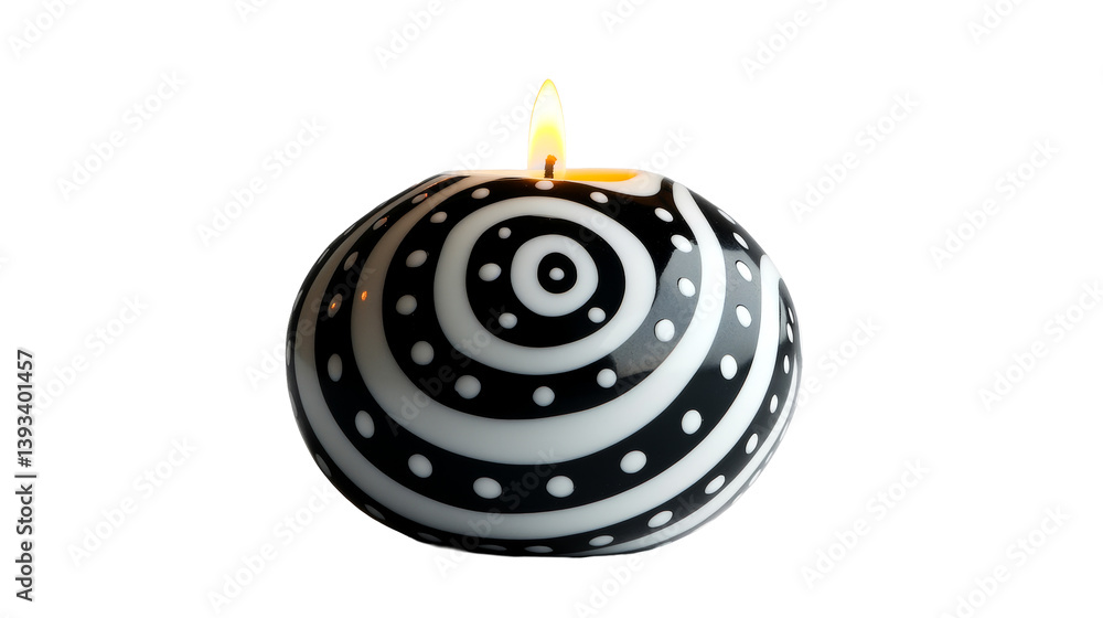 Obraz premium Burning black-white sphere candle, home decor, isolated design element, cut out transparent