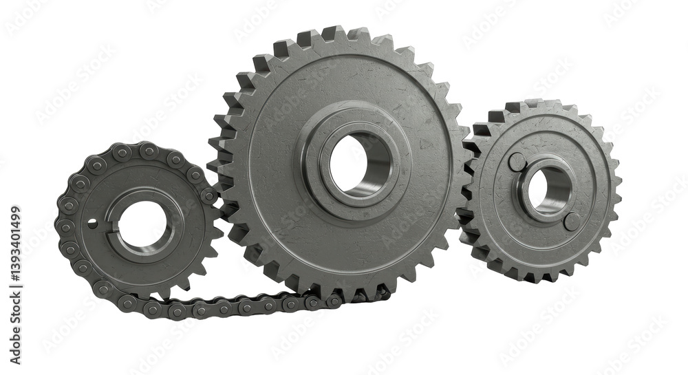 Isolated Silver Gears Interlocked Mechanism Isolated Silver Gears Interlocked Mechanism