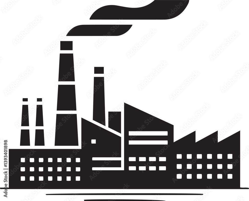 Obraz premium Simple Black and White Industrial Factory Illustration