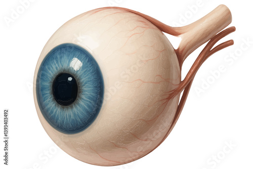 Anatomy of an Eye: An intricate illustration of a human eye, focusing on the detailed structure of the iris, pupil, and surrounding tissues, conveying the complexity of human vision.