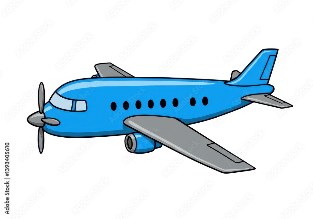Obraz premium Illustration of a blue airplane with a propeller
