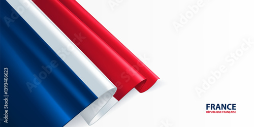 France flag. France national flag, waving on white background. National flag background design.