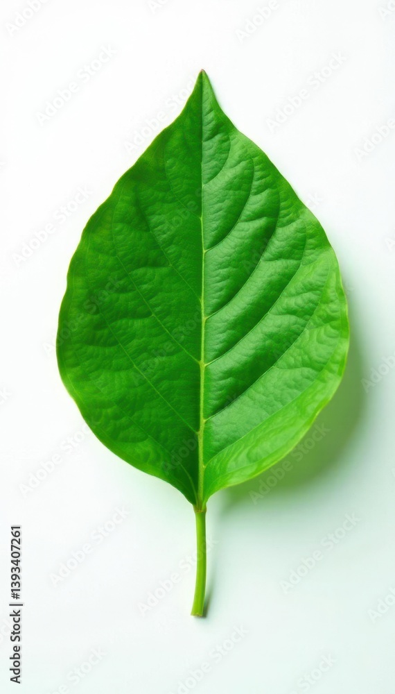 Obraz premium Single leaf with veins isolated on white surface, simplicity, leaves