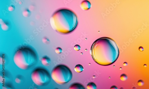 Wallpaper Mural Vibrant water droplets cling to a surface, creating a colorful, refreshing, and visually captivating macro scene. Torontodigital.ca