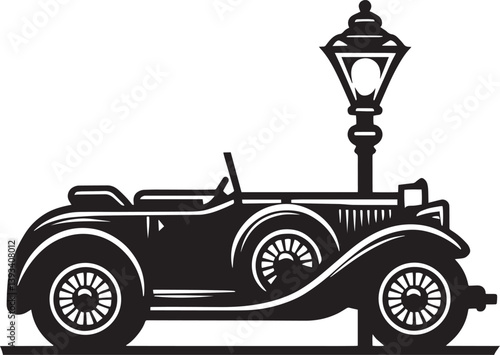 This antique car captures retro style with sleek lines, perfect for exhibitions or vintage drives through history.
