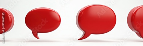 Wallpaper Mural Set of glossy red speech bubbles icons isolated on white. Communication, chat, talk concept. Dialogue, discussion, text, idea, message. 3d render illustration design element for web, app, social Torontodigital.ca
