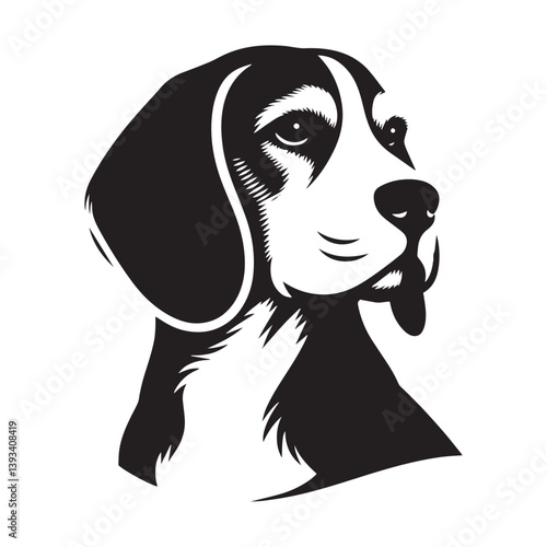 Beagle Dog Vector Silhouette Illustration, Loyal Pet Outline, Hunting Hound Graphic, Minimal Canine Design, Animal Clipart for Logos, T-Shirts, Stickers, Posters, and More.