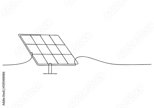 One continuous line drawing of a solar panel in a minimalist and modern vector illustration style