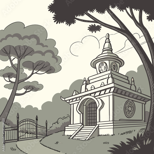 A Buddhist temple or Buddhist monastery is the place of worship for Buddhists, the followers of Buddhism. They include the structures called vihara, chaitya, stupa, wat and pagoda in different regions