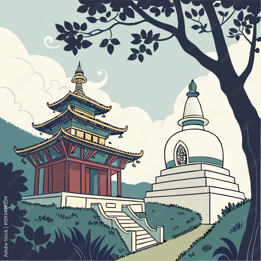 A Buddhist temple or Buddhist monastery is the place of worship for Buddhists, the followers of Buddhism. They include the structures called vihara, chaitya, stupa, wat and pagoda in different regions A Buddhist temple or Buddhist monastery is the place of worship for Buddhists, the followers of Buddhism. They include the structures called vihara, chaitya, stupa, wat and pagoda in different regions