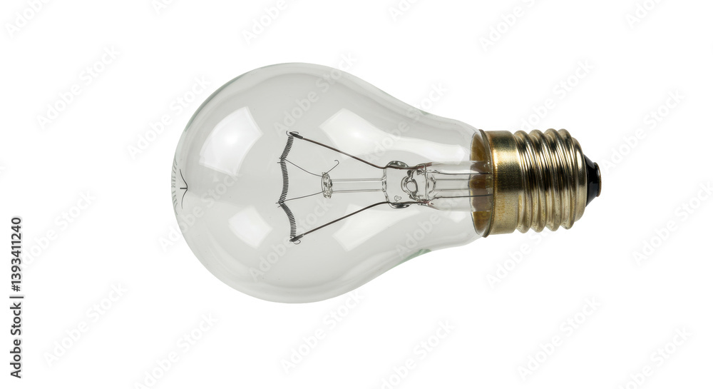 Isolated Clear Glass Light Bulb with Filament Isolated Clear Glass Light Bulb with Filament