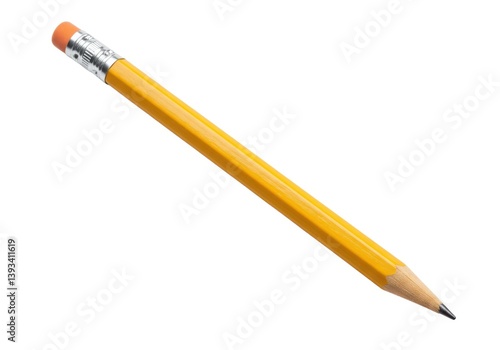 Isolated yellow pencil with eraser