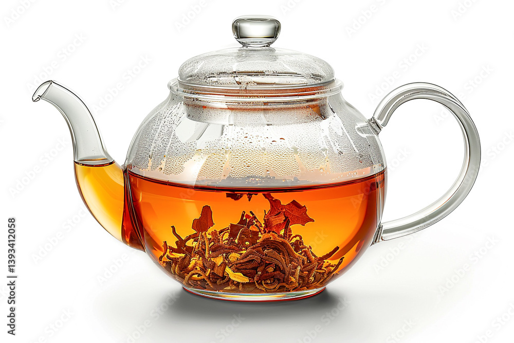 Glass Teapot with Hot Herbal Tea and Floating Tea Leaves Inside Warm and Inviting Tones Transparent Details No Cropping Isolated on a Pure White Background
Glass Teapot with Hot Herbal Tea and Floating Tea Leaves Inside Warm and Inviting Tones Transparent Details No Cropping Isolated on a Pure White Background