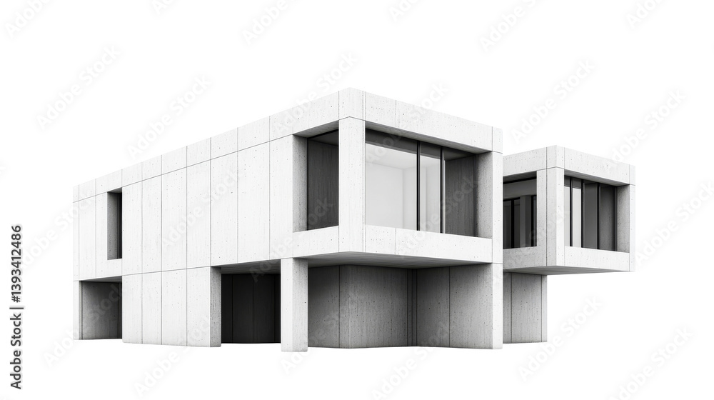 Modern Concrete Architecture Building Facade Isolated, cut out transparent Modern Concrete Architecture Building Facade Isolated, cut out transparent