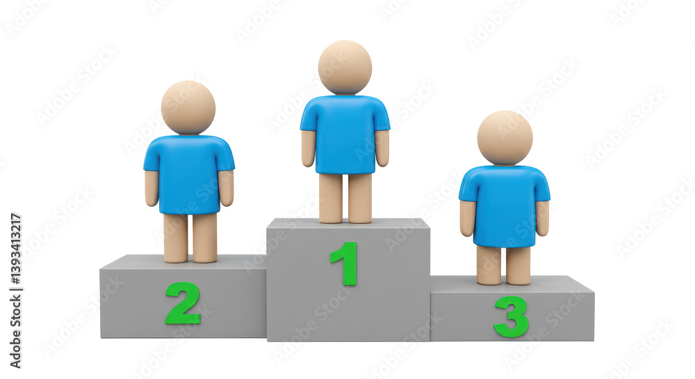 Isolated Podium with Three People on Winning Platform Isolated Podium with Three People on Winning Platform