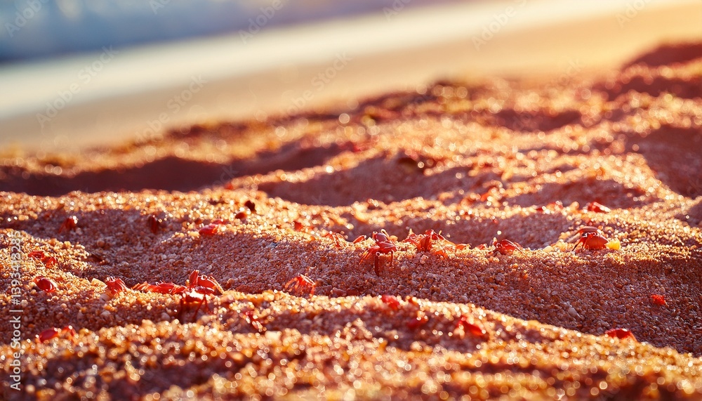 Fototapeta premium crab sand pellets covers a beach