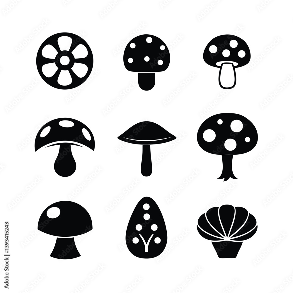 mushroom vector element set mushroom vector element set