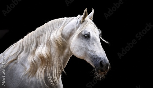 Wallpaper Mural white horse portrait with long mane Torontodigital.ca