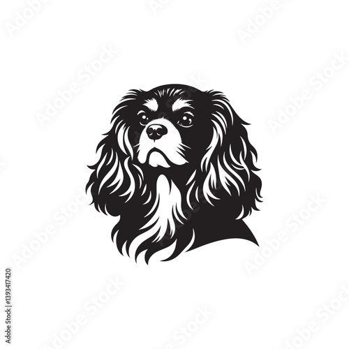 Cavalier King Charles Spaniel Dog Vector Silhouette Design, Elegant Toy Breed Outline, Pet Lover Clipart for Logos, Apparel, Digital Prints, Stickers, Posters, and Crafts