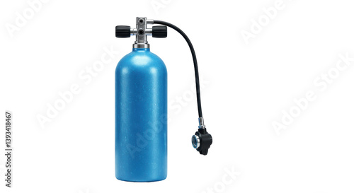 Isolated Scuba Diving Cylinder with Black Hose