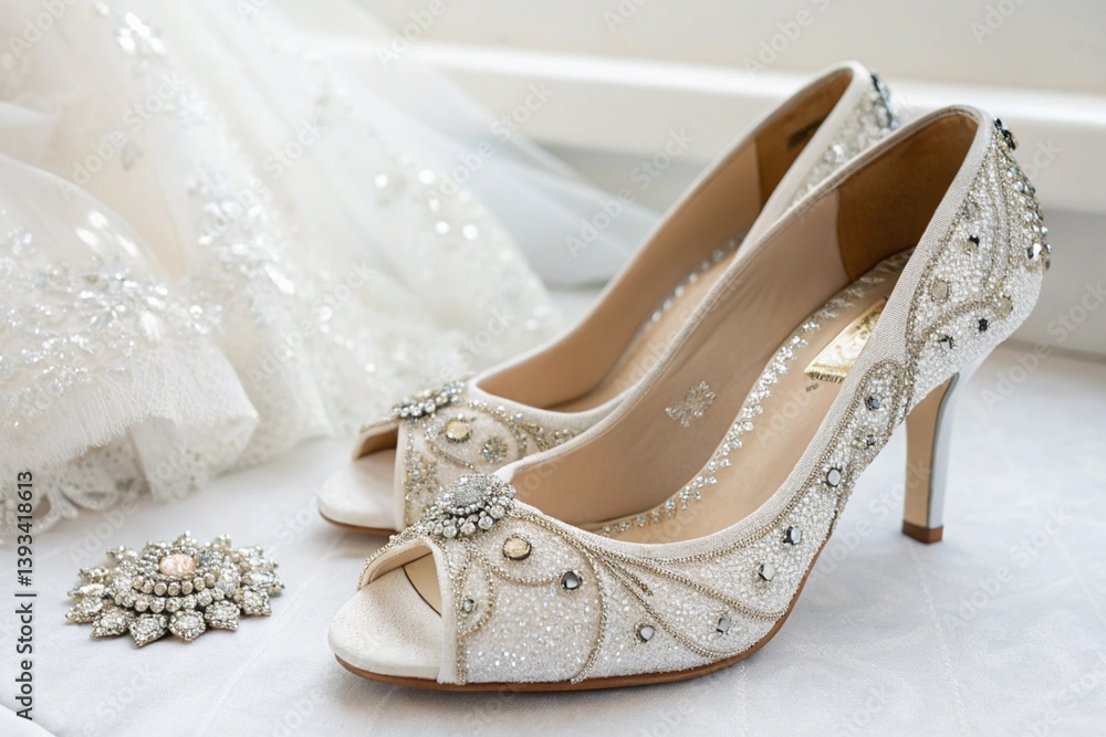 Obraz premium white wedding shoes