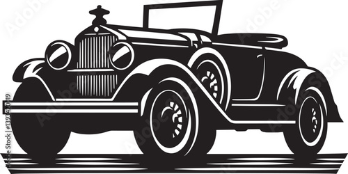 This antique car captures retro style with sleek lines, perfect for exhibitions or vintage drives through history.
