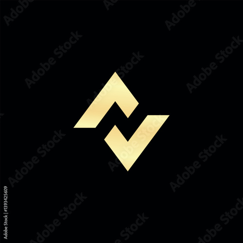 Letter N logo design with arrow sign. Vector