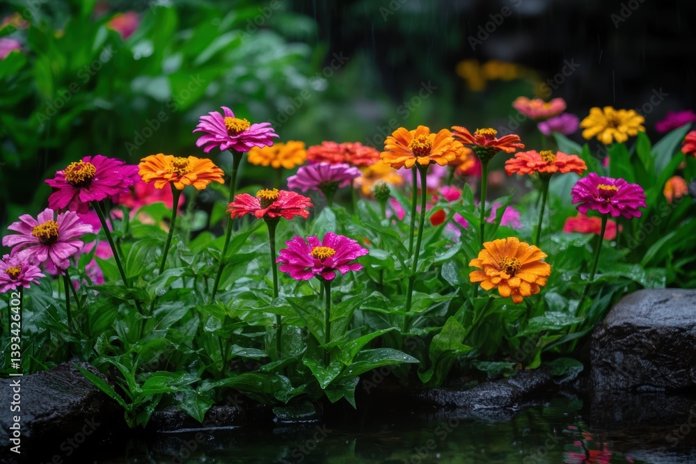 Fototapeta premium Vibrant flowers after rain