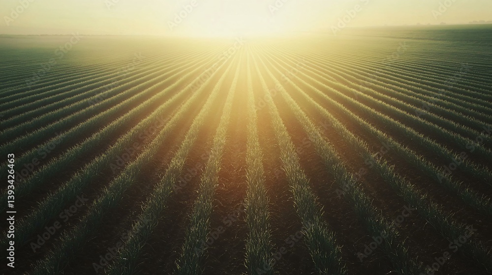 Fototapeta premium Ideal Agricultural Field Highlighting Abundant Crop Growth in Warm Sunlight