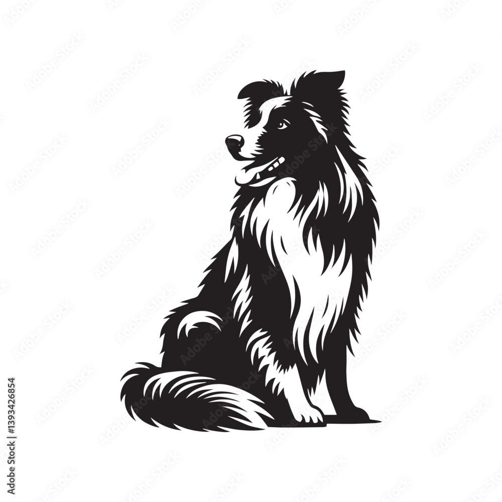 Border Collie Dog Vector Silhouette, Intelligent Herding Canine Outline, Pet Lover Clipart, Active Dog Art for Logos, Stickers, Apparel, Digital Prints, Crafts, and Posters. Border Collie Dog Vector Silhouette, Intelligent Herding Canine Outline, Pet Lover Clipart, Active Dog Art for Logos, Stickers, Apparel, Digital Prints, Crafts, and Posters.