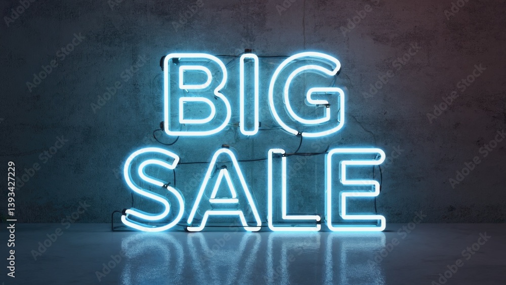Neon sign with the words 'big sale' displayed prominently