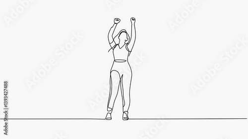 Obraz na płótnie A simple illustration of a woman with raised arms, possibly in prayer or celebration w salonie