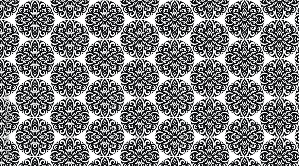 Intricate Floral Pattern Repeat Design in Black and White Intricate Floral Pattern Repeat Design in Black and White