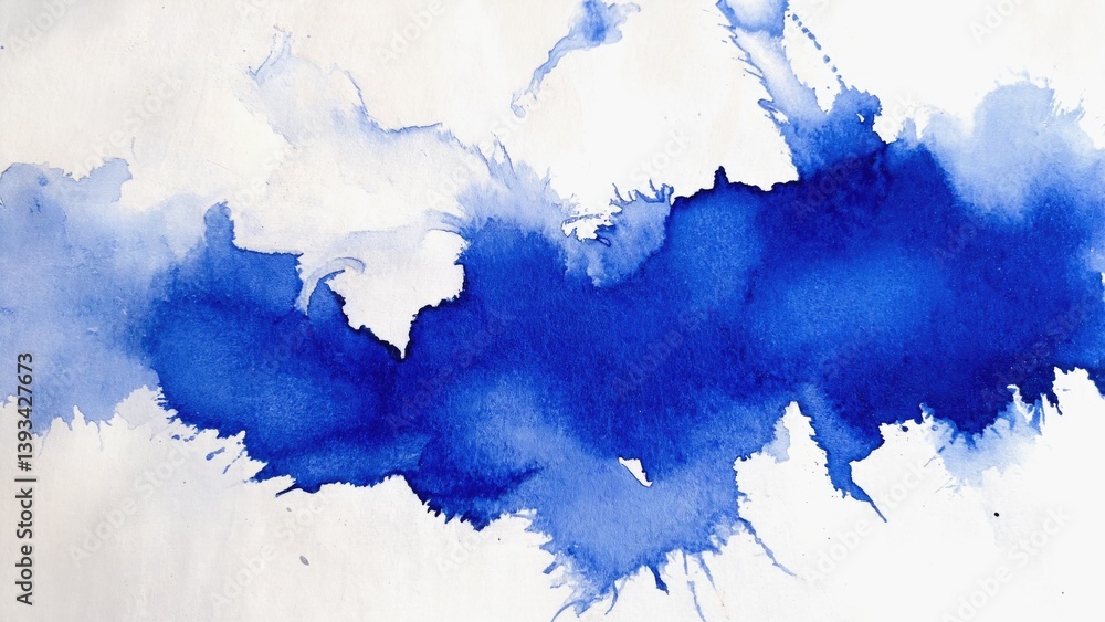 A beautiful watercolor painting of blue and white hues adorns the wall