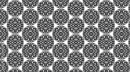 Intricate Floral Pattern Repeat Design in Black and White