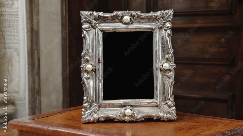 A simple wooden table with a picture frame sitting on top, ideal for a home decor or furniture store image