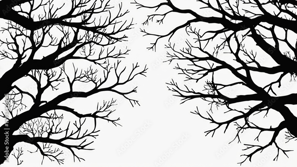 A pair of trees in black and white photography